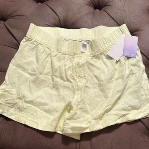 Stars Above Soft Yellow High Waist Shorts